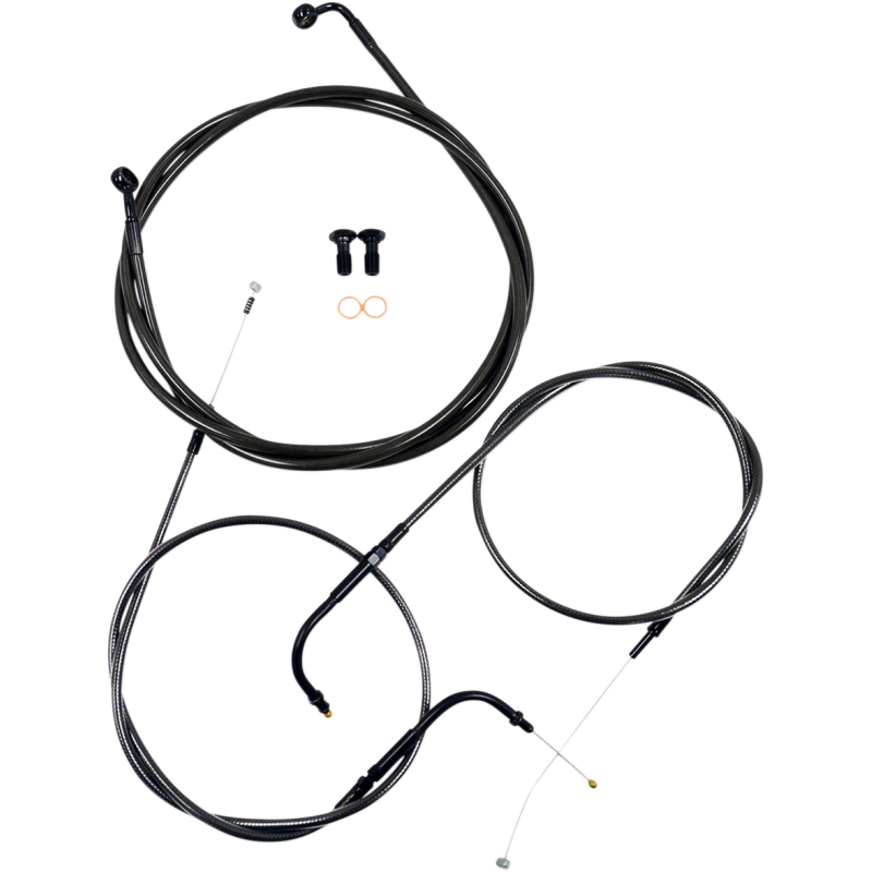 LA CHOPPERS Standard Midnight Braided Handlebar Cable/Brake Line Kit 12-14"