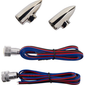 PAUL YAFFE BAGGER NATION Lightning Bullets Run/Turn LED Lights - Amber/White - Chrome