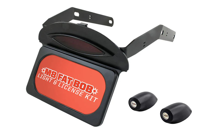 PAUL YAFFE BAGGER NATION M8 Fat Bob Light & License Kit with Lightning Bullets - Satin Black