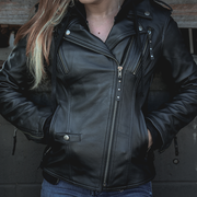  Crafted from luxurious lambskin leather in classic black, this jacket combines a modern hoody design with premium features for comfort, protection, and practicality.