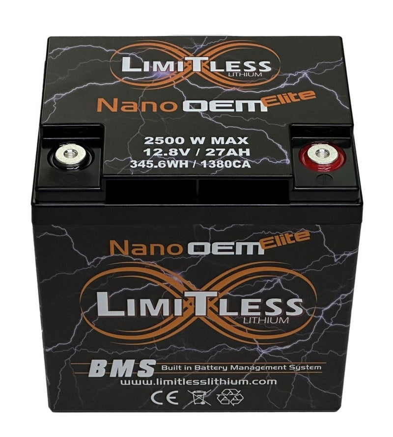 Limitless Lithium - Nano OEM Elite - 27AH Battery (LifePO4) Harley Touring