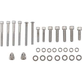 DRAG SPECIALTIES Bolt Set - Transmission End Cover/Bearing Support Plate - Knurled - Chrome - FL / FX '89-'06
