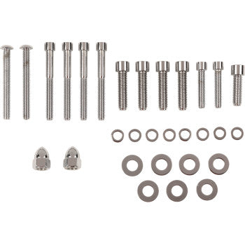 DRAG SPECIALTIES Bolt Set - Transmission End Cover/Bearing Support Plate - Smooth - Chrome - FL / FX '89-'06
