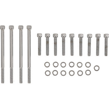DRAG SPECIALTIES Bolt Kit - Primary Cover - Knurled - Chrome - Dyna / Softail '07-'17