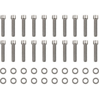 DRAG SPECIALTIES Bolt Kit - Rocker Cover - Smooth/Socket-Head - Chrome - FL / FX '17-'21