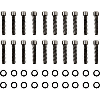 DRAG SPECIALTIES Bolt Kit - Rocker Cover - Smooth/Socket-Head - Black/Chrome - FL / FX '17-'21