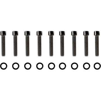 DRAG SPECIALTIES Bolt Kit - Cam Cover - Smooth/Socket-Head - Black/Chrome - FL / FX '17-'21