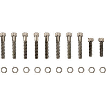 DRAG SPECIALTIES Bolt Kit - Transmission Side Cover - Knurled/Socket-Head - Black/Chrome - FL / FX '17-'21