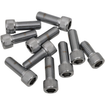 DRAG SPECIALTIES Replacement Fine Thread Socket-Head Bolt - Knurled - 3/8"-24 x 1" - 10-Pack