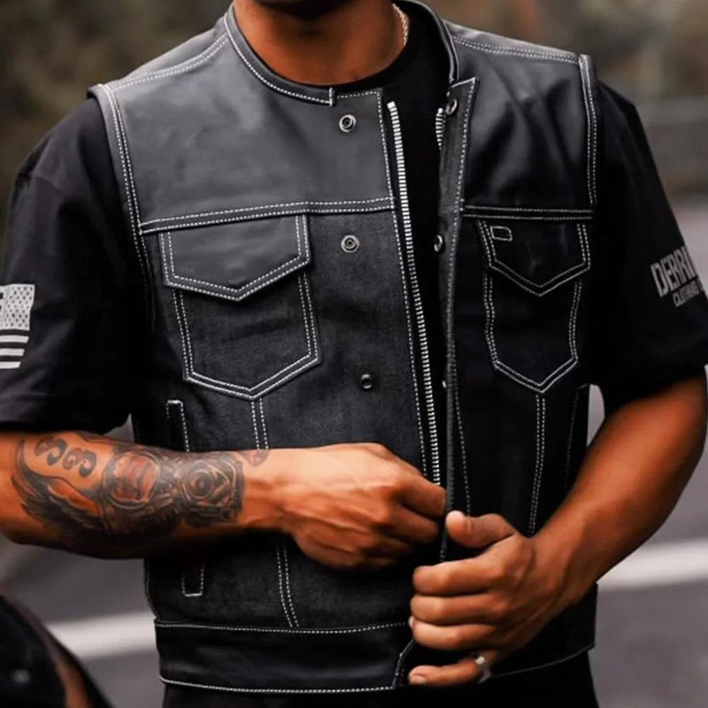 Lawless – Men’s Denim and Leather Club Vest