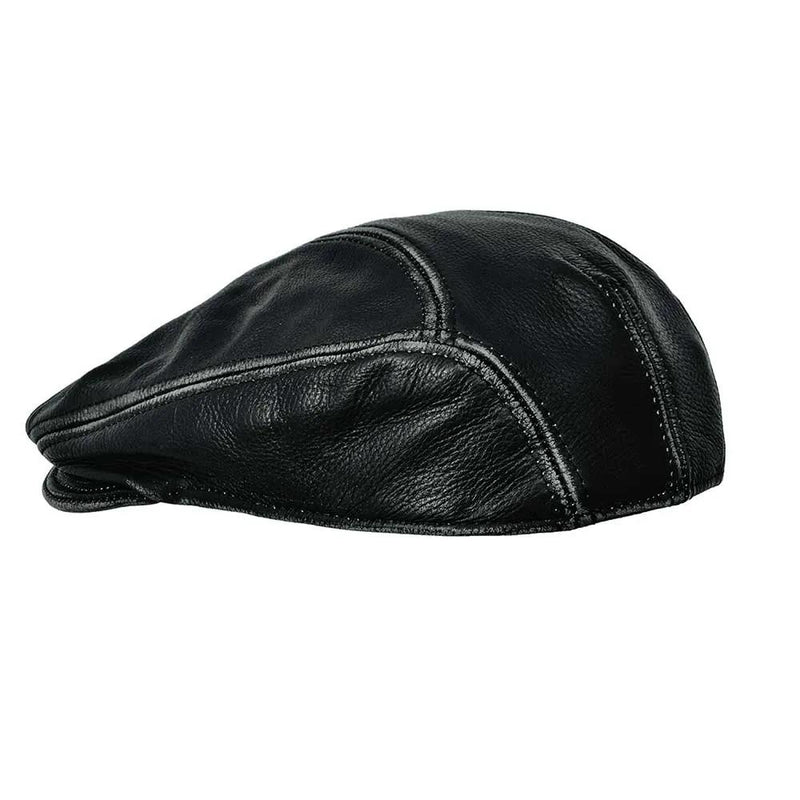 Mens Premium Geniune Leather Ascot Cap