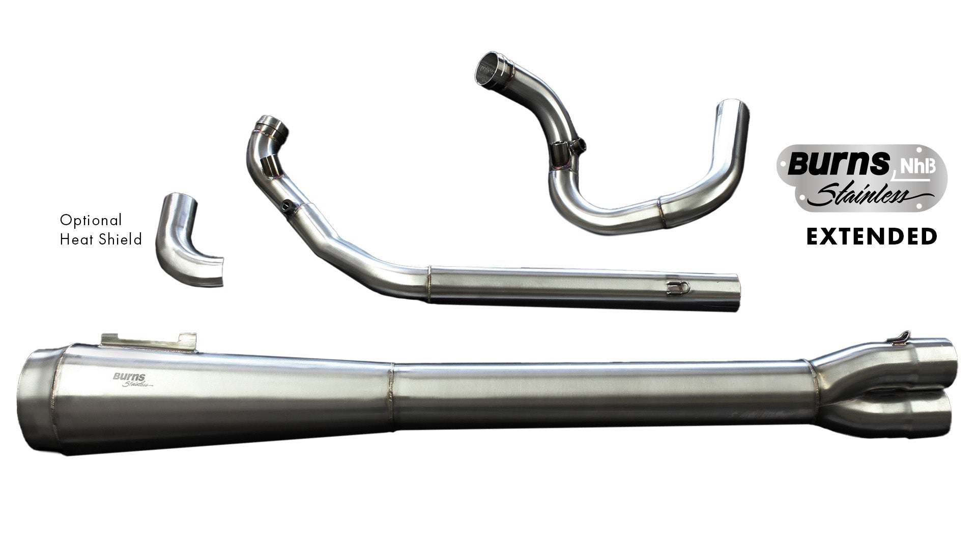 Harley-Davidson マフラー B-900422 BURNS STAINLESS NhB Exhaust for M8 Baggers — Lifestyle Cycles