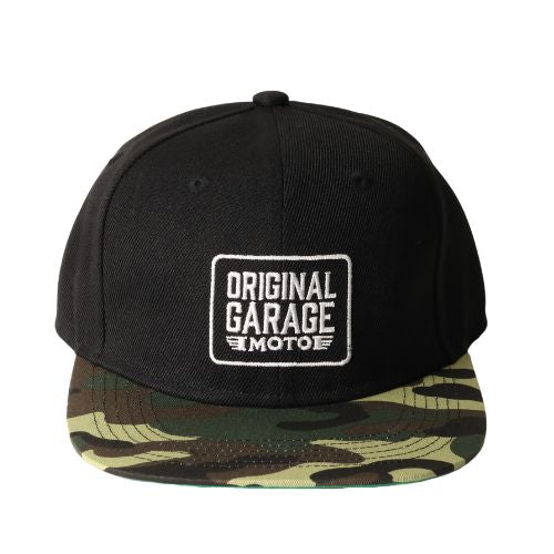 OG Embroidered Original Garage Moto Logo Snapback Hat - Black & Camo