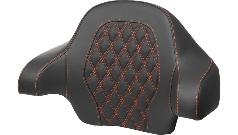 SADDLEMEN Tour-Pack Backrest Pad - Lattice Stitch - Orange Stitch - '14-'24 TOURING