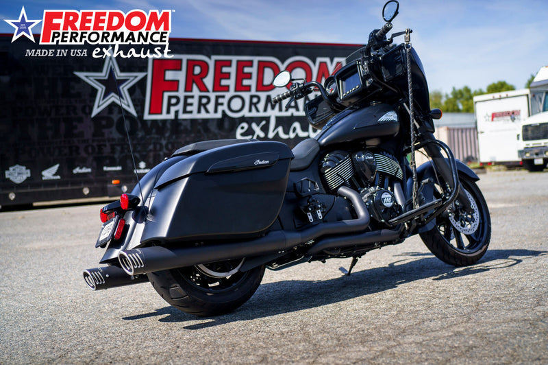 FREEDOM EXHAUST INDIAN 4" SLIP-ONS FOR CHIEFTAIN / ROADMASTER / CHALLENGER / PURSUIT WITH HARD BAGS