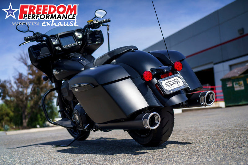 FREEDOM EXHAUST INDIAN 4" SLIP-ONS FOR CHIEFTAIN / ROADMASTER / CHALLENGER / PURSUIT WITH HARD BAGS