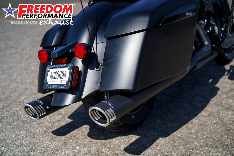 FREEDOM EXHAUST INDIAN 4" SLIP-ONS FOR CHIEFTAIN / ROADMASTER / CHALLENGER / PURSUIT WITH HARD BAGS