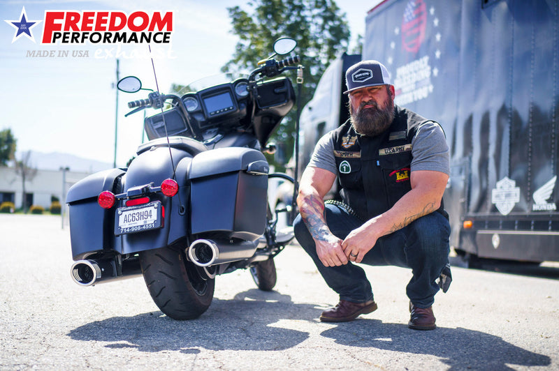 FREEDOM EXHAUST INDIAN 4" SLIP-ONS FOR CHIEFTAIN / ROADMASTER / CHALLENGER / PURSUIT WITH HARD BAGS