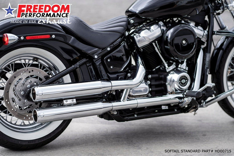 FREEDOM EXHAUST -  SOFTAIL/M8 WIDE TIRE STANDARD, LOW RIDER, SLIM, FAT BOY, BREAKOUT & STREET BOB 3.25" SLIP-ONS
