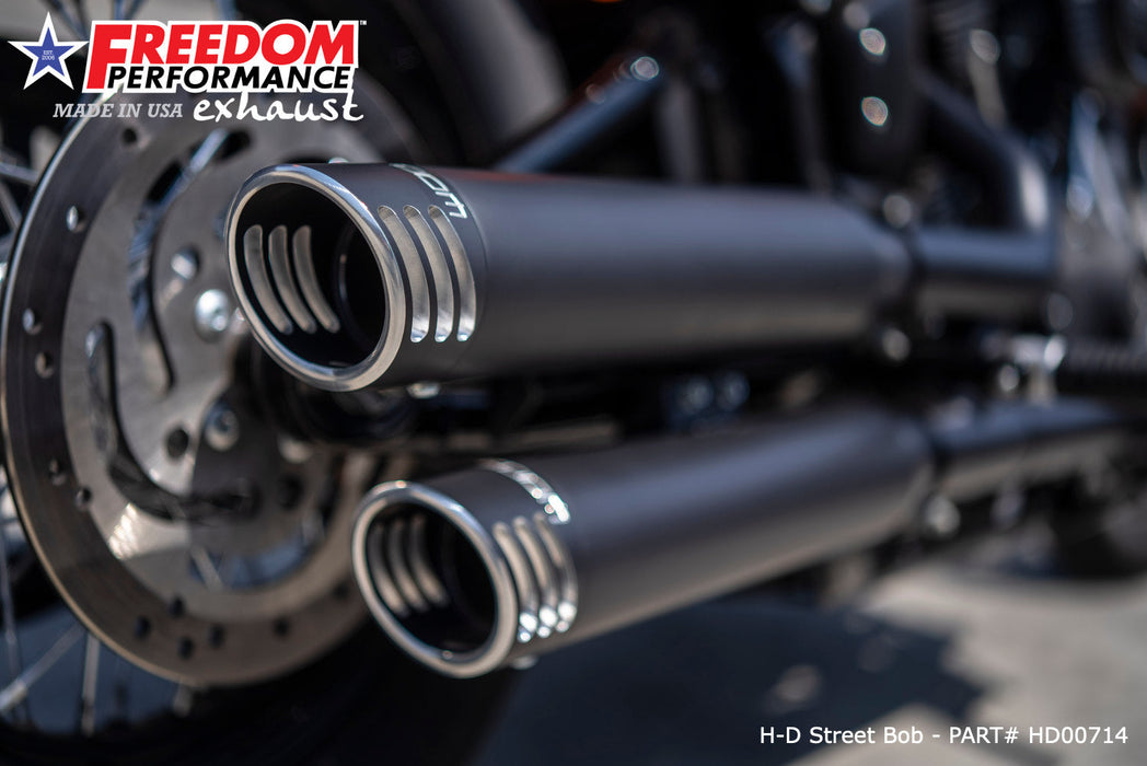 FREEDOM EXHAUST -  SOFTAIL/M8 WIDE TIRE STANDARD, LOW RIDER, SLIM, FAT BOY, BREAKOUT & STREET BOB 3.25" SLIP-ONS