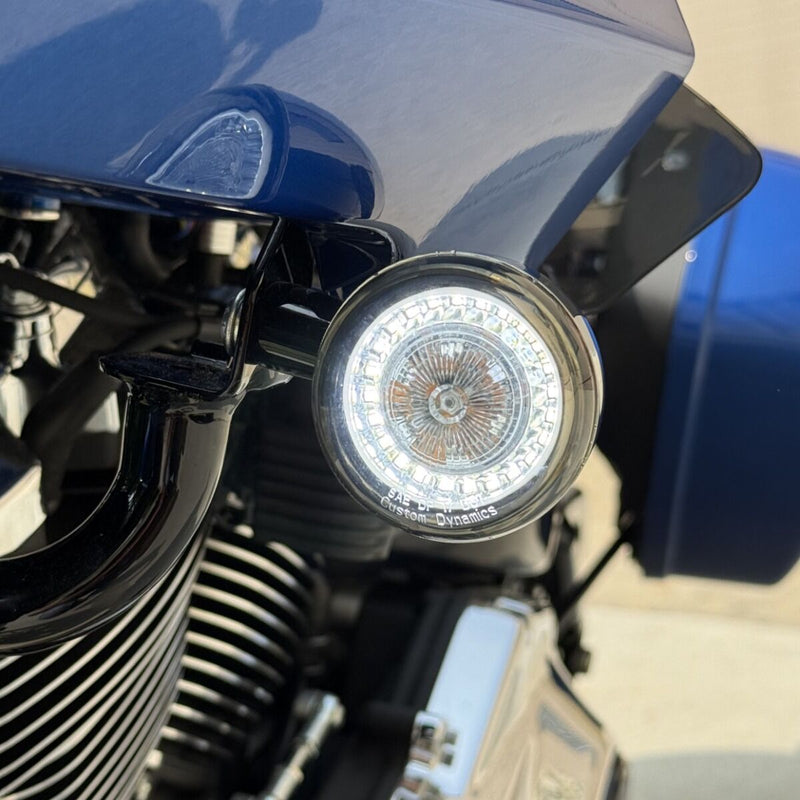 CUSTOM DYNAMICS ProBEAM® LED Front Turn Signals - Amber/White - Smoke Lens - Softail '25