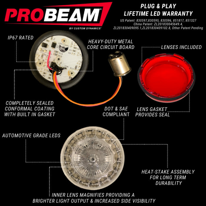 CUSTOM DYNAMICS ProBeam Red 1156 Read Led Turn Signal Inserts