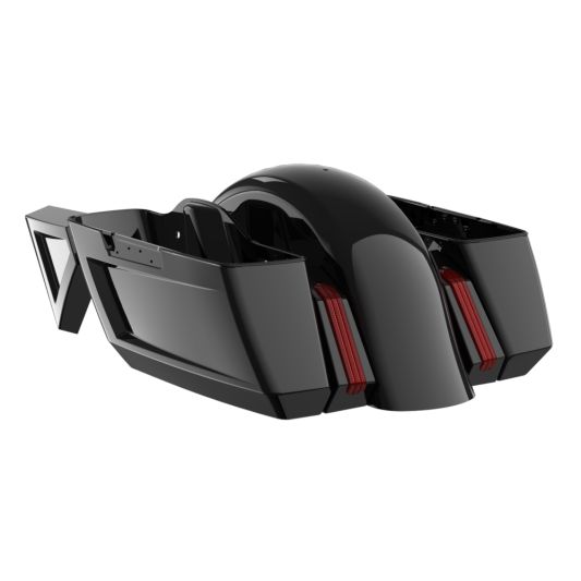 ADVANBLACK Holeshot Chopped Bagger Kit for '14-'23 Harley Touring - Unpainted with Red Lenses