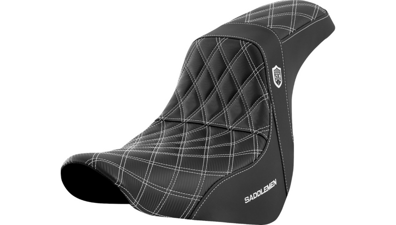 SADDLEMEN Pro Series SDC Performance Seat - w/o Backrest - White Stitch - FLSB / FXLR '18-'26