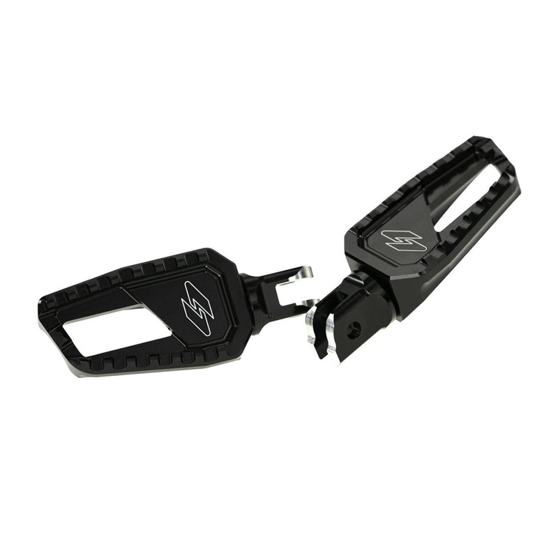 KRAUS MOTO Apex Edge Foot Pegs - Driver - Black Anodized - Softail '18-'25