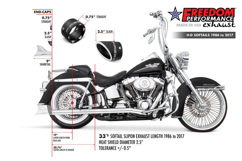 FREEDOM EXHAUST -  SOFTAIL 2.5" CLASSIC SHARKTAIL TRUE-DUALS FULL SYSTEM 1986-2017