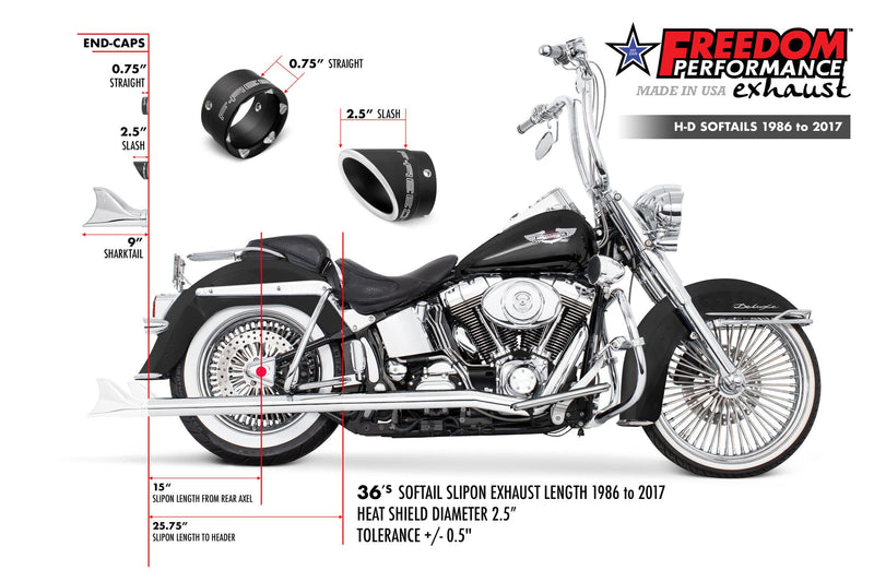 FREEDOM EXHAUST -  SOFTAIL 2.5" CLASSIC SLIP-ONS 1997-2017 *FITS FREEDOM HEADERS ONLY*