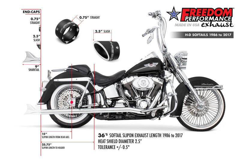 FREEDOM EXHAUST -  SOFTAIL 2.5" CLASSIC SHARKTAIL TRUE-DUALS FULL SYSTEM 1986-2017