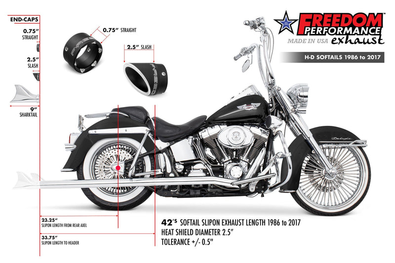 FREEDOM EXHAUST -  SOFTAIL 2.5" CLASSIC SHARKTAIL TRUE-DUALS FULL SYSTEM 1986-2017