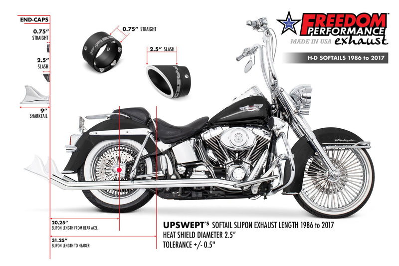 FREEDOM EXHAUST -  SOFTAIL 2.5" CLASSIC SLIP-ONS 1997-2017 *FITS FREEDOM HEADERS ONLY*