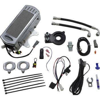ULTRACOOL Frame Side Mount Oil Cooler Kit - M8 Touring/Trike '17-'23 (Without Lower Fairings) - Chrome