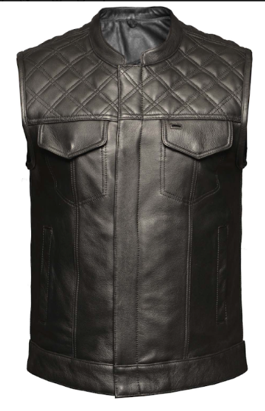 UNIK  Mens Leather BK Diamond Stitch Vest