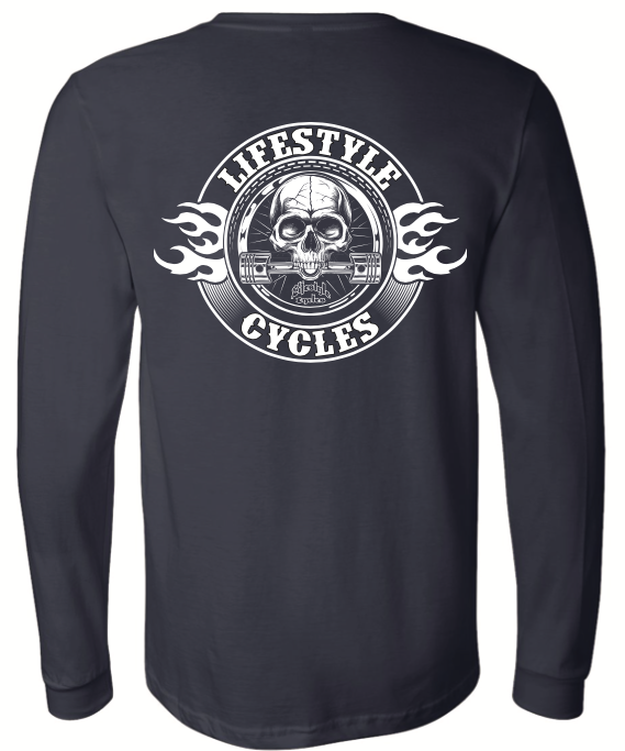 LIFESTYLE CYCLES  flame skull - mens long sleeve