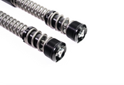 Two RWD V-Twin motorcycle fork springs with black caps and silver adjustment knobs, set against a white background.