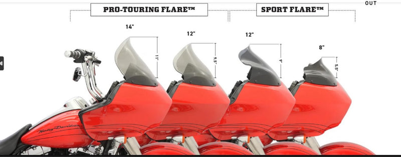KLOCK WERKS Flare™ Windshield 8"- 14" -'98-'13 ROADGLIDE