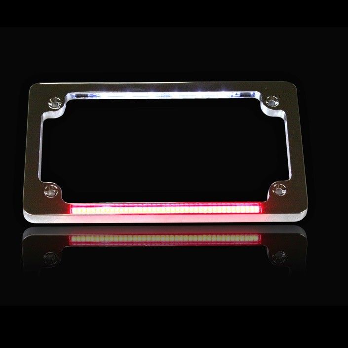 CUSTOM DYNAMICS Dual LED License Plate Frame - Flat - Chrome