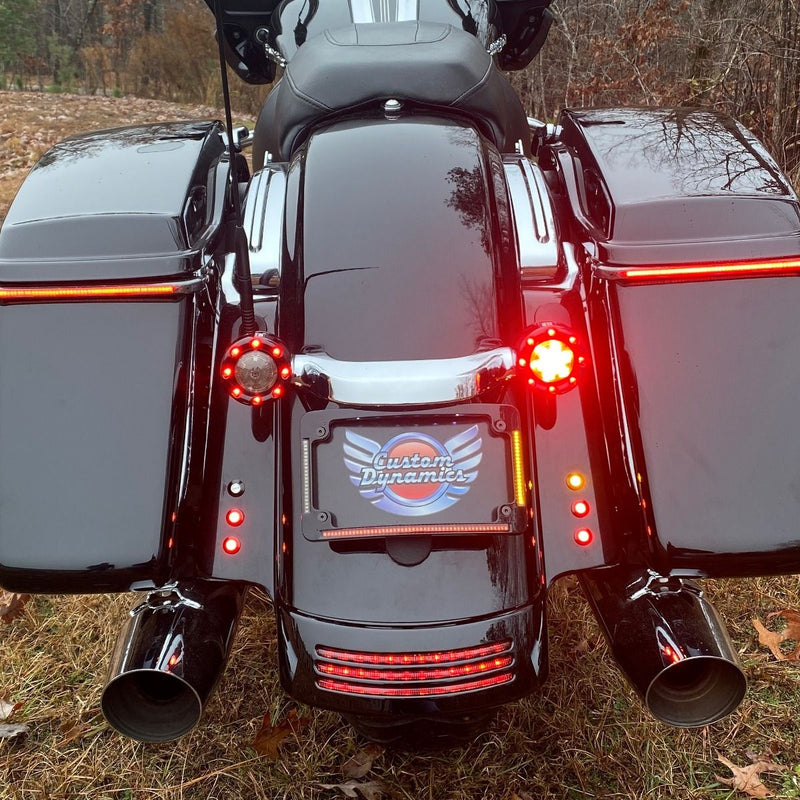 CUSTOM DYNAMICS Plug & Play Run/Brake/Turn LED License Plate Frame - Chrome - Radius