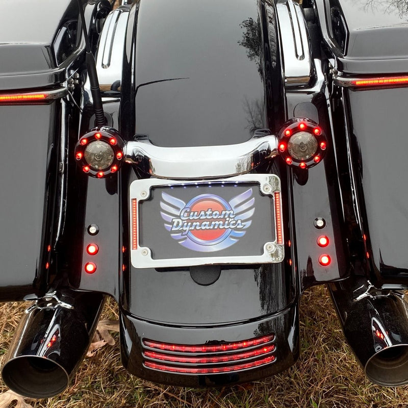 CUSTOM DYNAMICS Tri-Radius License Plate Frame w Flushmount LEDs - Chrome