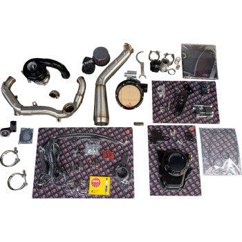 TRASK Tornado Turbo Performance Kit - Black with Brushed Stainless Steel Exhaust - M8