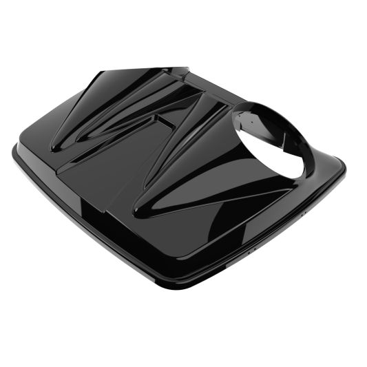 ADVANBLACK Dual 8'' Speaker Lids for Advanblack / OEM Harley Rushmore Razor, Chopped & King Tour Pack - Vivid Black - Chrome Hinges & Latch