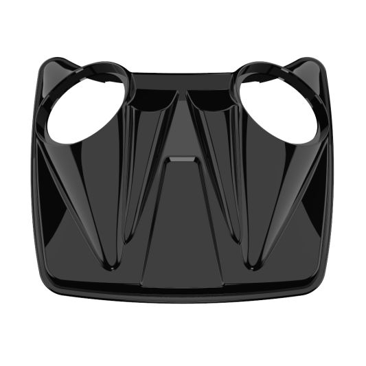 ADVANBLACK Dual 8'' Speaker Lids for Advanblack / OEM Harley Rushmore Razor, Chopped & King Tour Pack - Vivid Black - Chrome Hinges & Latch