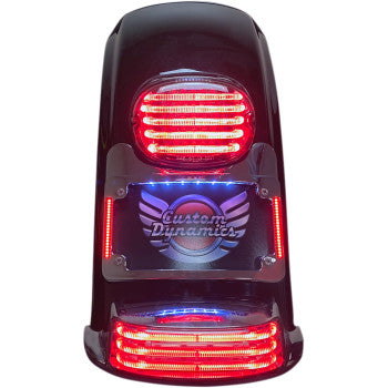 CUSTOM DYNAMICS Turn Signal Eliminator with Tri Radius Illuminated Plate Frame - Chrome