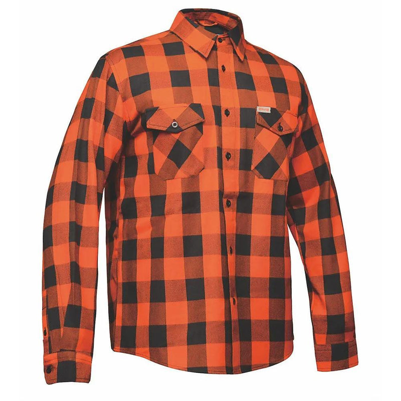 Men's Black and Orange Long Sleeve Cotton Flannel Shirt - TW205.16