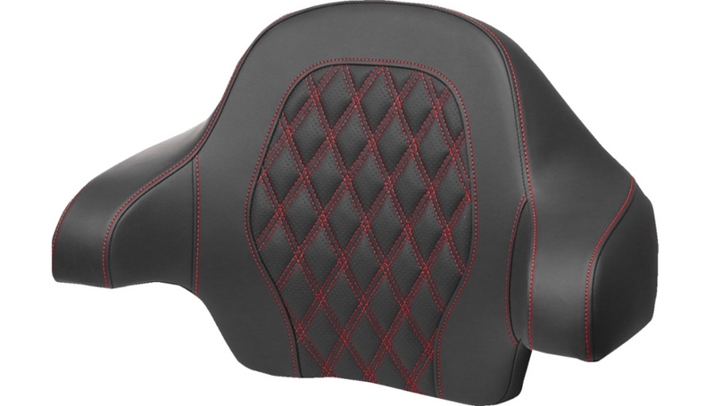 SADDLEMEN Tour-Pack Backrest Pad - Lattice Stitch - Red Stitch - '14-'24 TOURING