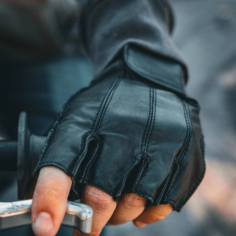 Mens Fingerless Leather Gloves