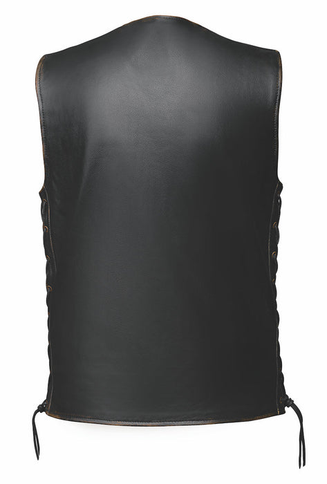 UNIK LEATHER - Mens Brown Leather Vest